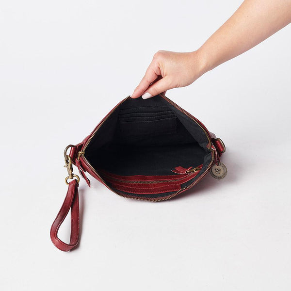 Dooney & Bourke Red Nylon Leather Triple Zip Crossbody Bag Purse
